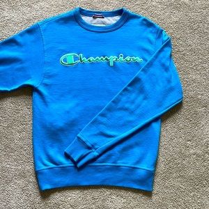 Champion Men's Powerblend Fleece Crew, Script Logo